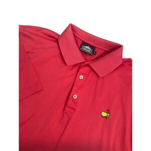 Masters Clubhouse Collection Polo Shirt Mens XL Red Orange Cotton Golf Logo